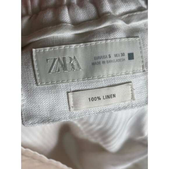 ZARA Womens White 100% Linen Pants Drawstring Trousers Bloggers Favorite Size S - Picture 8 of 9